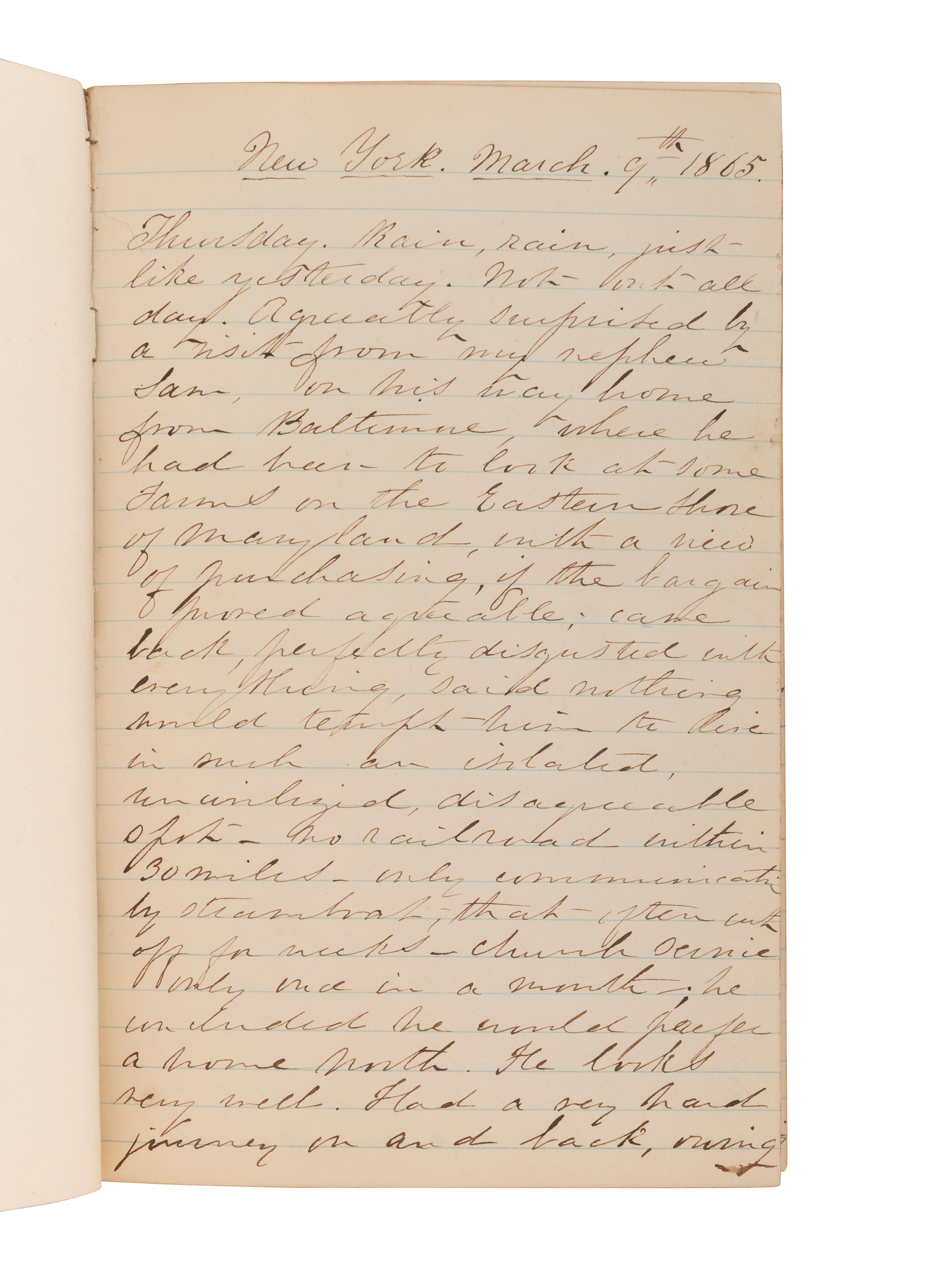 [CIVIL WAR]. BLATCHFORD, Caroline A. (1817-1901). A group of 4 Civil War-era diaries written by Caroline Appleton Blatchford, including discussion of prominent New York families, the ongoing war, and work with the Women's Central Relief Association.