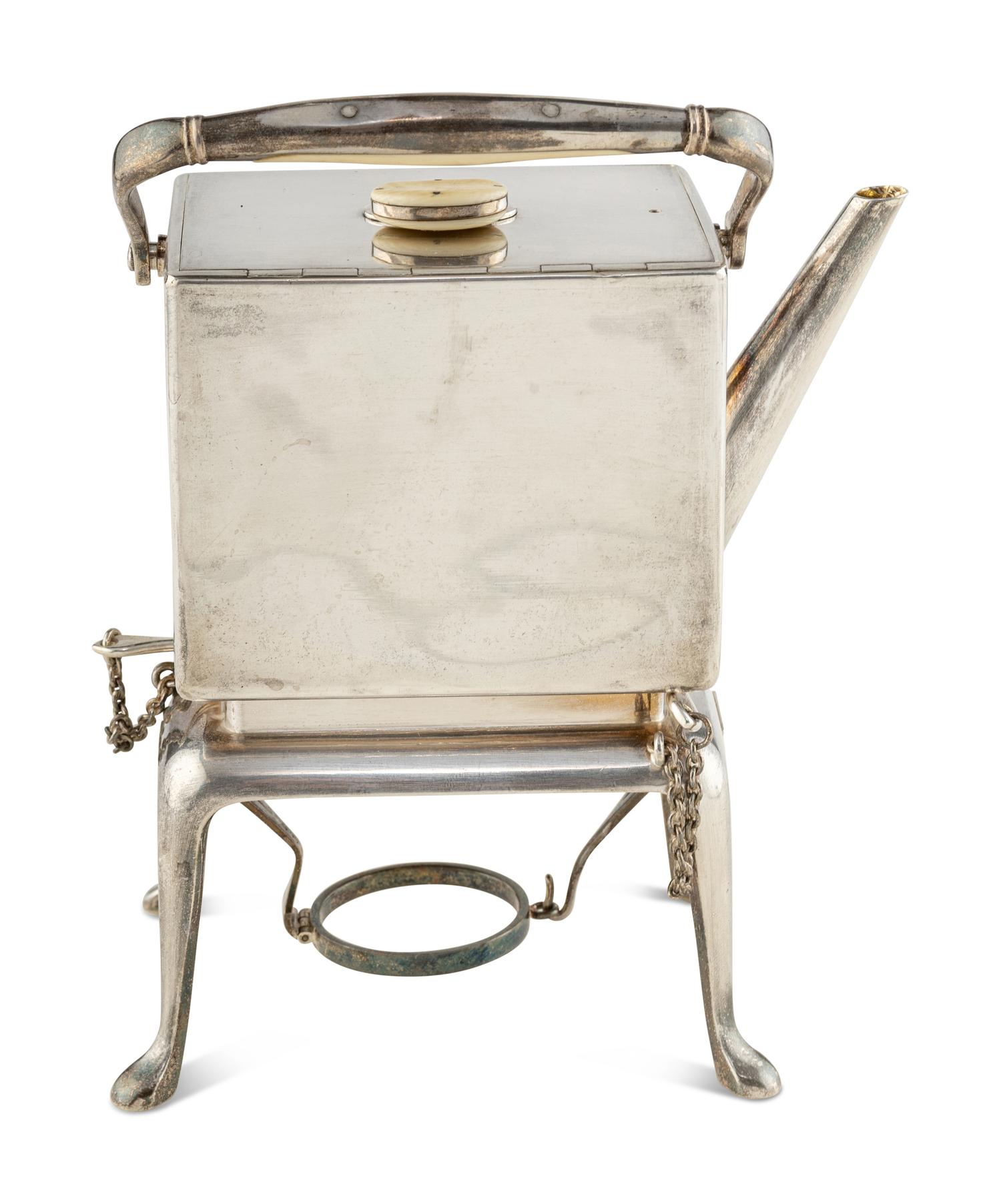 A Russian Silver Teapot on Stand