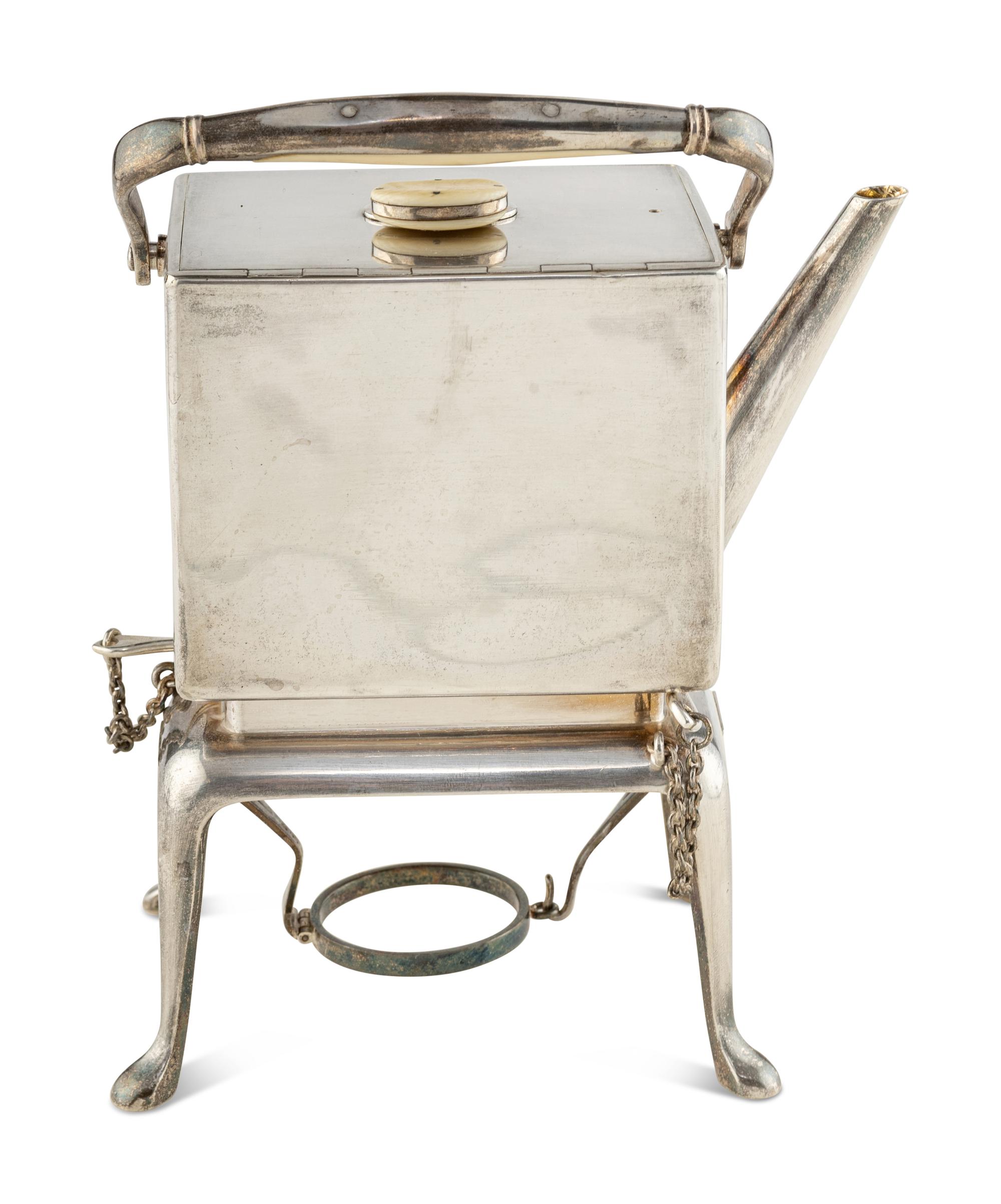 A Russian Silver Teapot on Stand