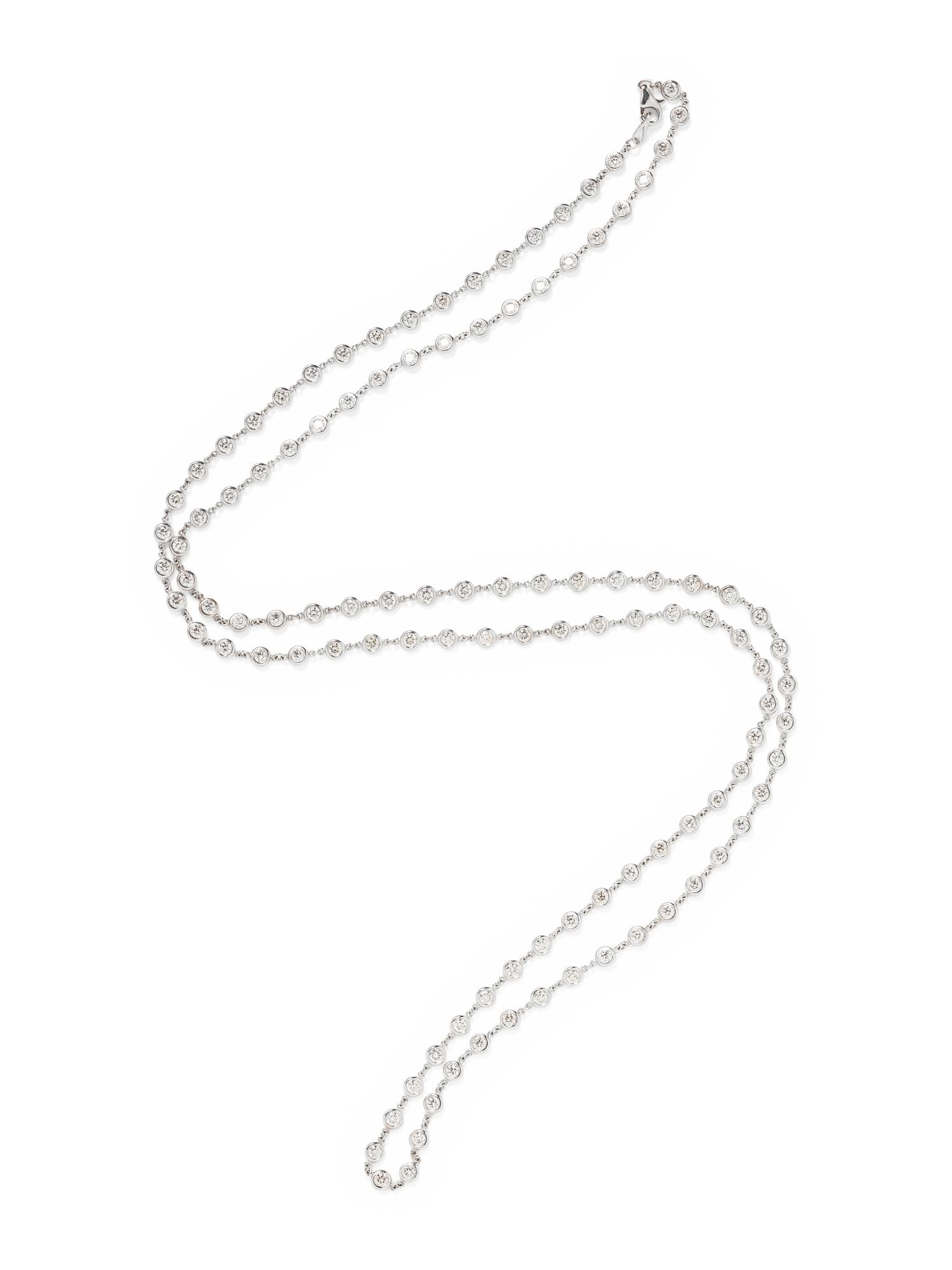 WHITE GOLD AND DIAMOND STATION NECKLACE