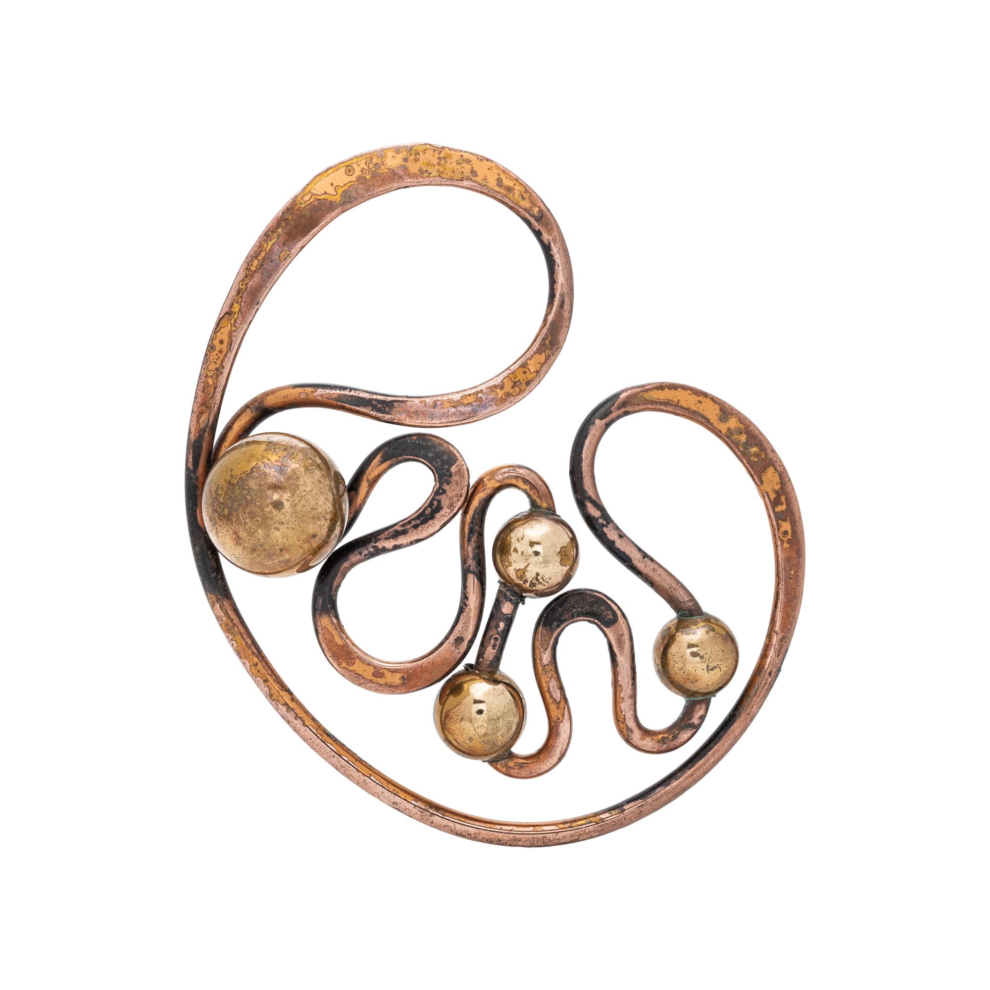 ART SMITH, MODERNIST, BRASS AND COPPER BROOCH