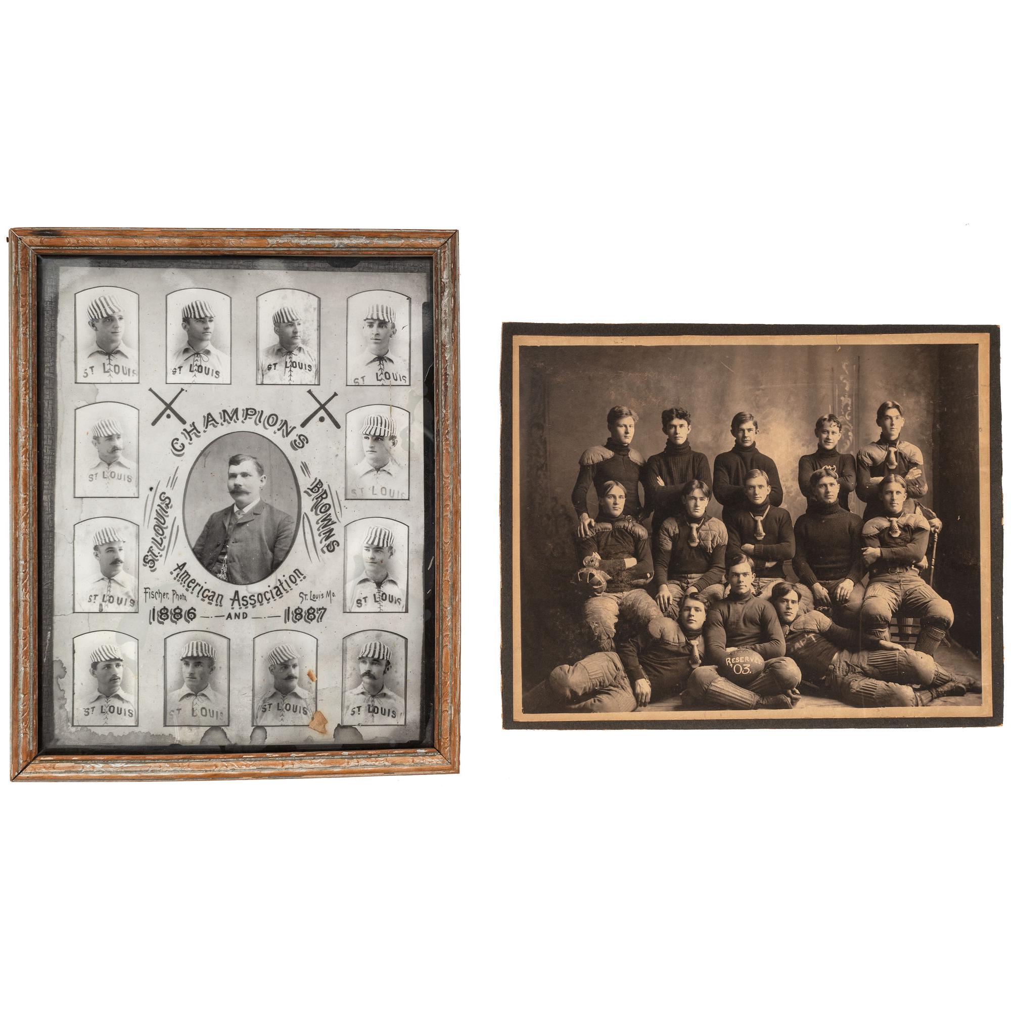 [EARLY PHOTOGRAPHY] -- [SPORTS]. A group of 6 items, incl. photographs.