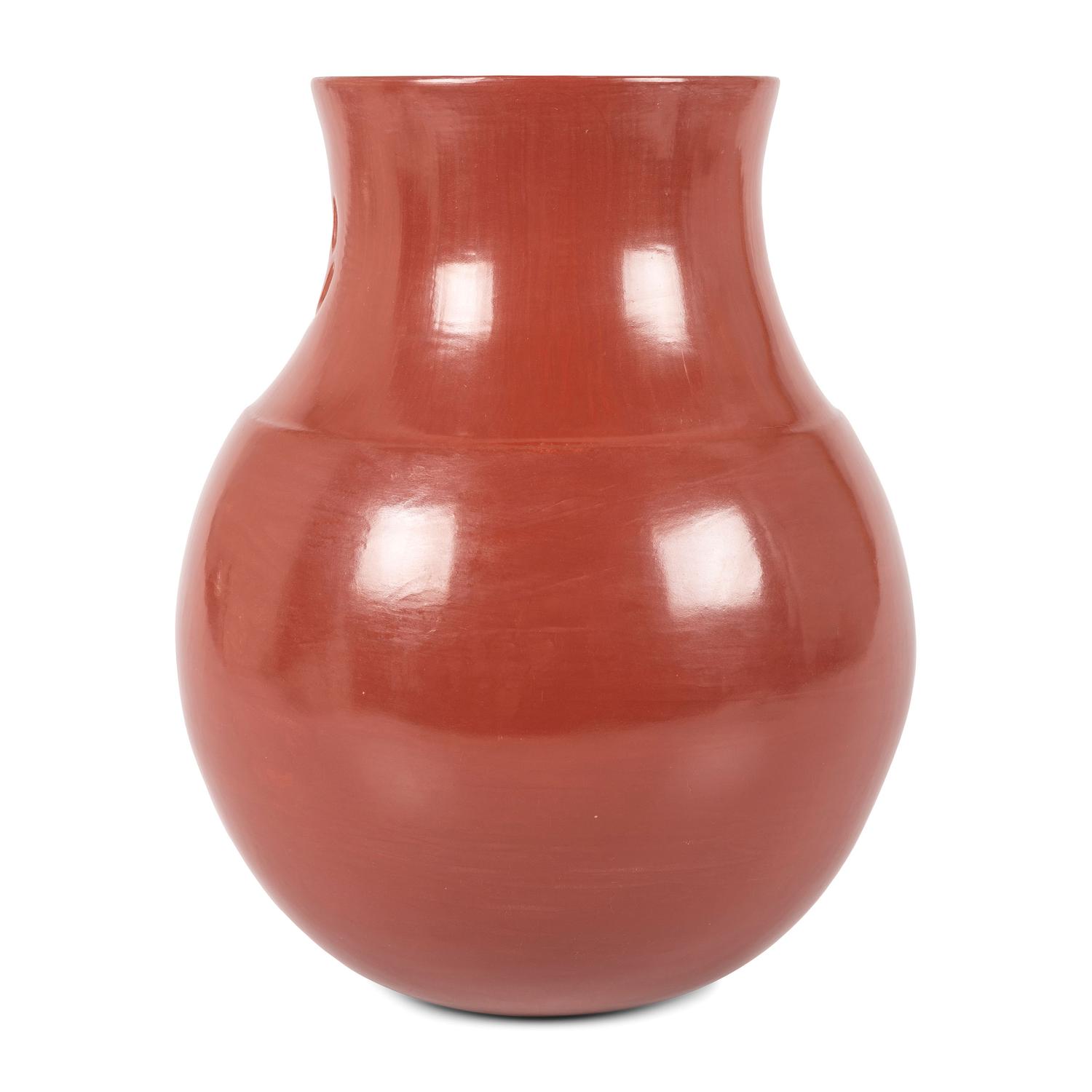 Polished Redware Pottery Jar, with Two Incised Bear Paws