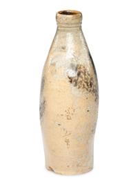 A Manganese 'Leaf' Decorated Stoneware Flask