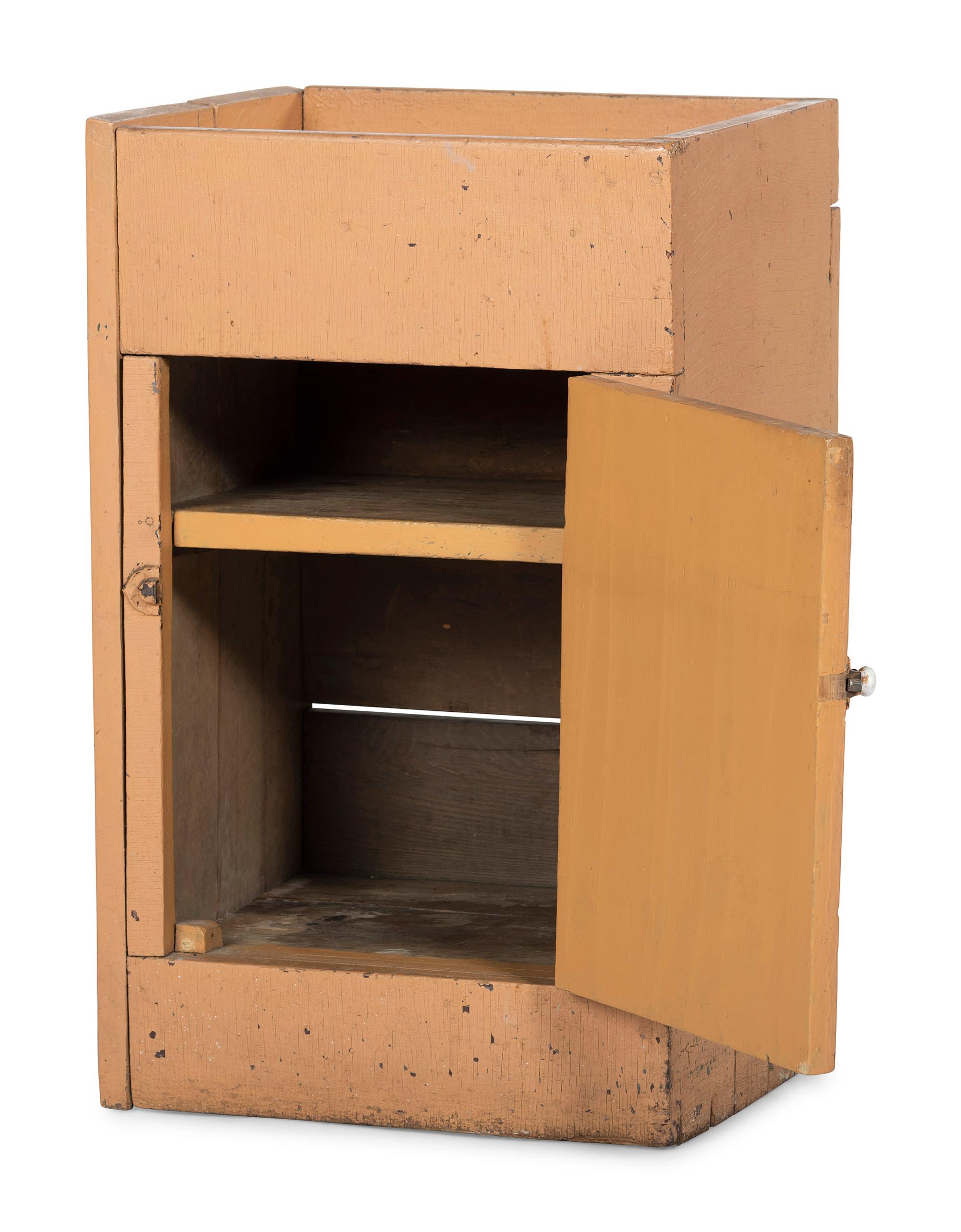 A Country Peach Painted Pine Diminutive Dry Sink