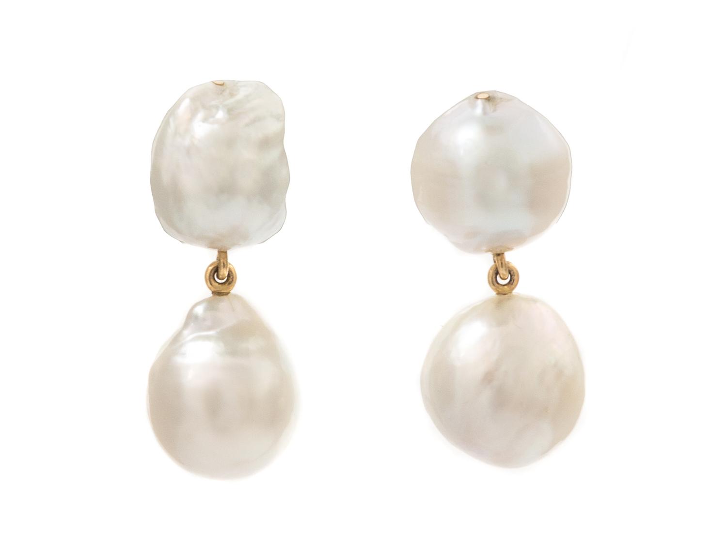 A Yellow Gold and Cultured Baroque Pearl Demi Parure,