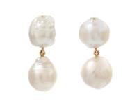A Yellow Gold and Cultured Baroque Pearl Demi Parure,