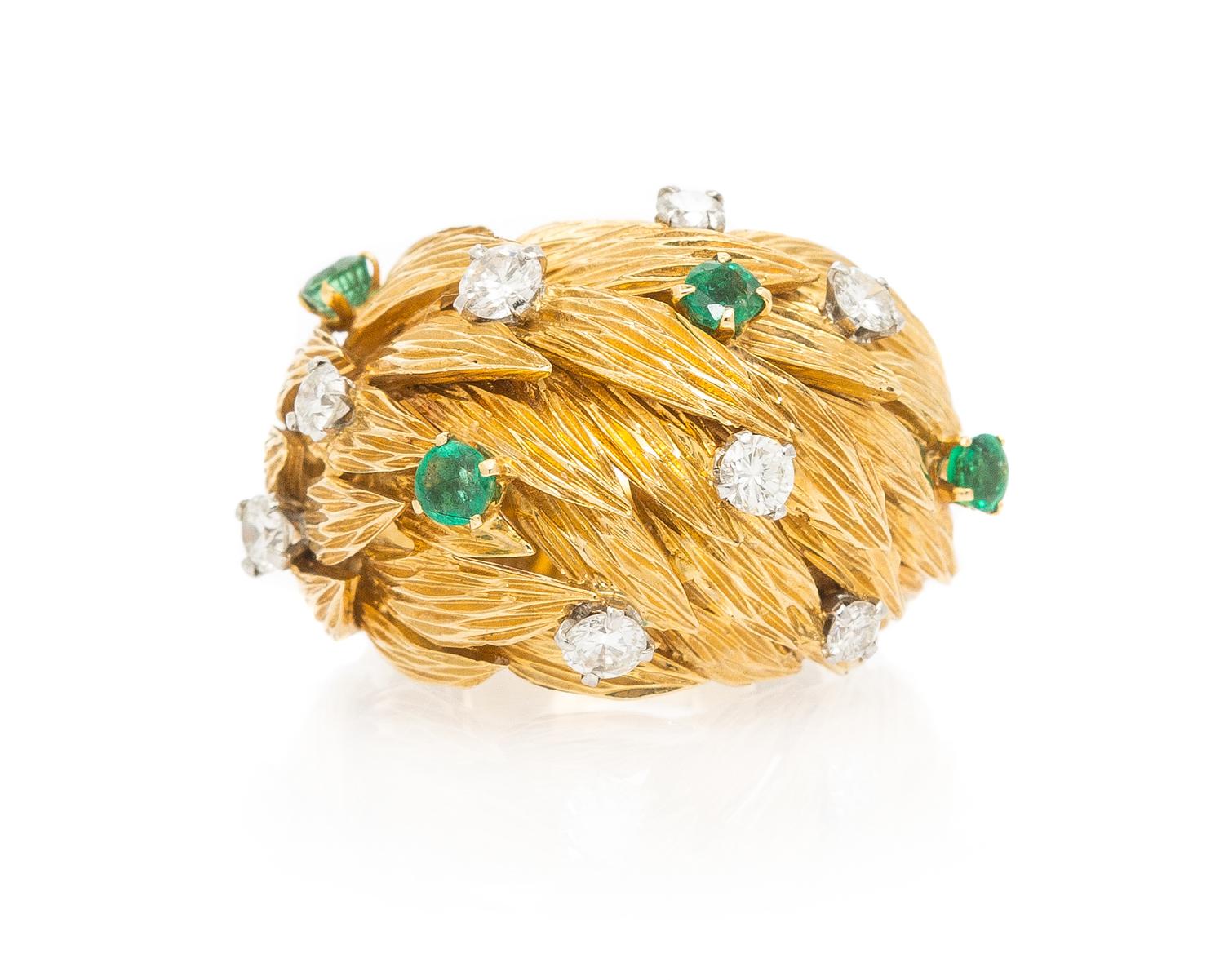 An 18 Karat Yellow Gold, Diamond and Emerald Ring, Georges Lenfant, 14.60 dwts.