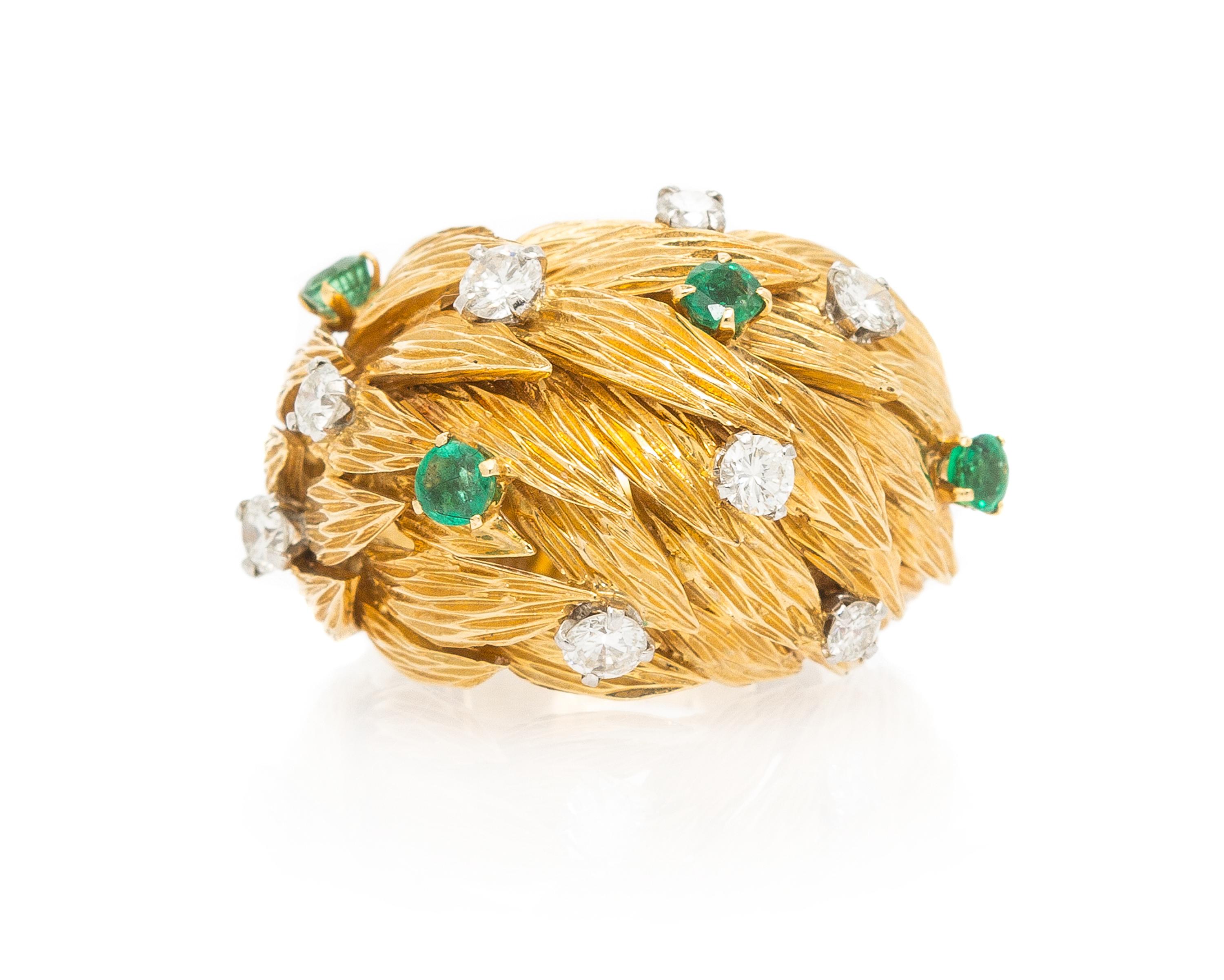 An 18 Karat Yellow Gold, Diamond and Emerald Ring, Georges Lenfant, 14.60 dwts.