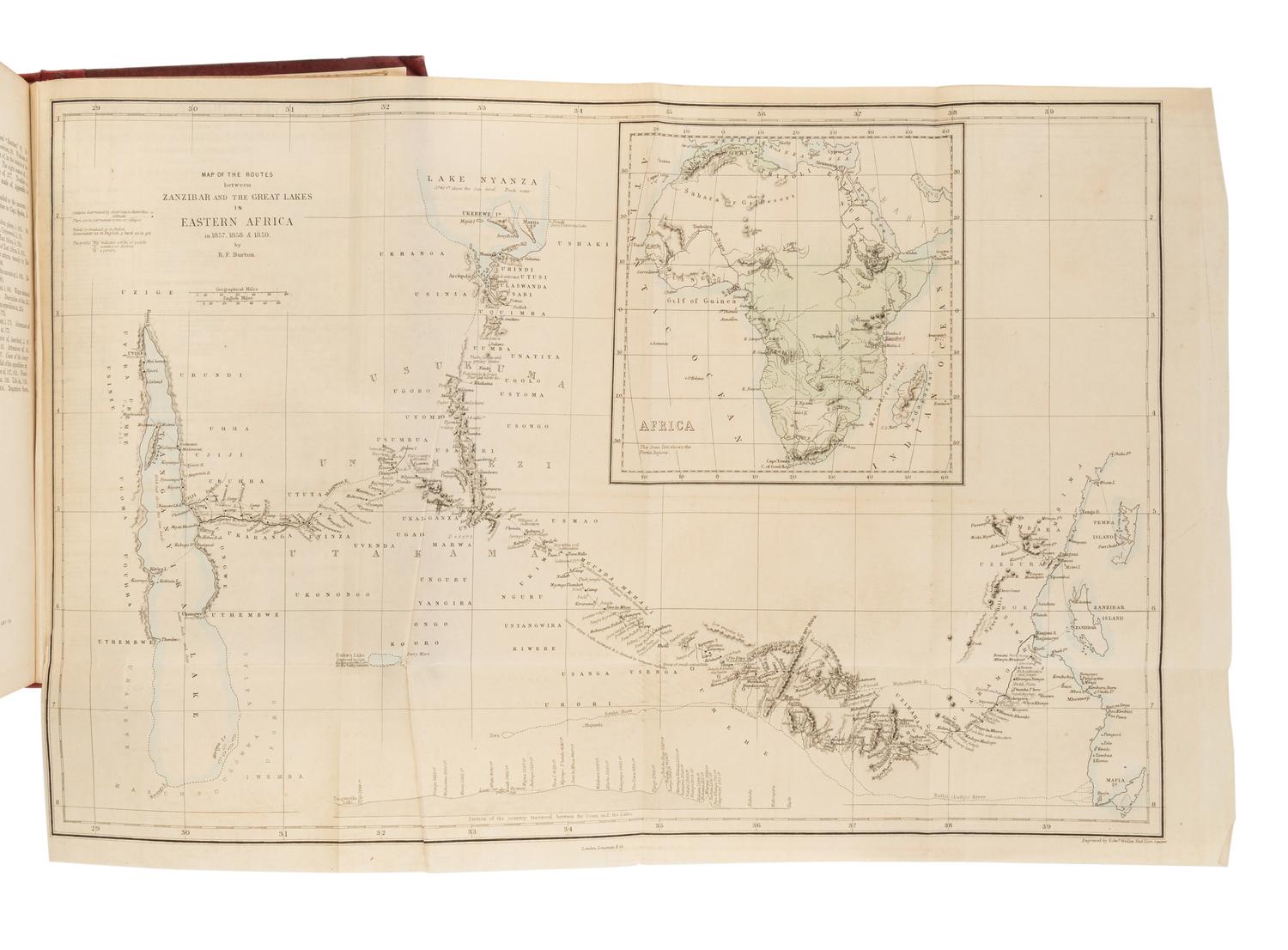 BURTON, Richard Francis, Sir (1821-1890). The Lake Regions of Central Africa a Picture of Exploration . London: Longman, Green, Longman, and Roberts, 1860.