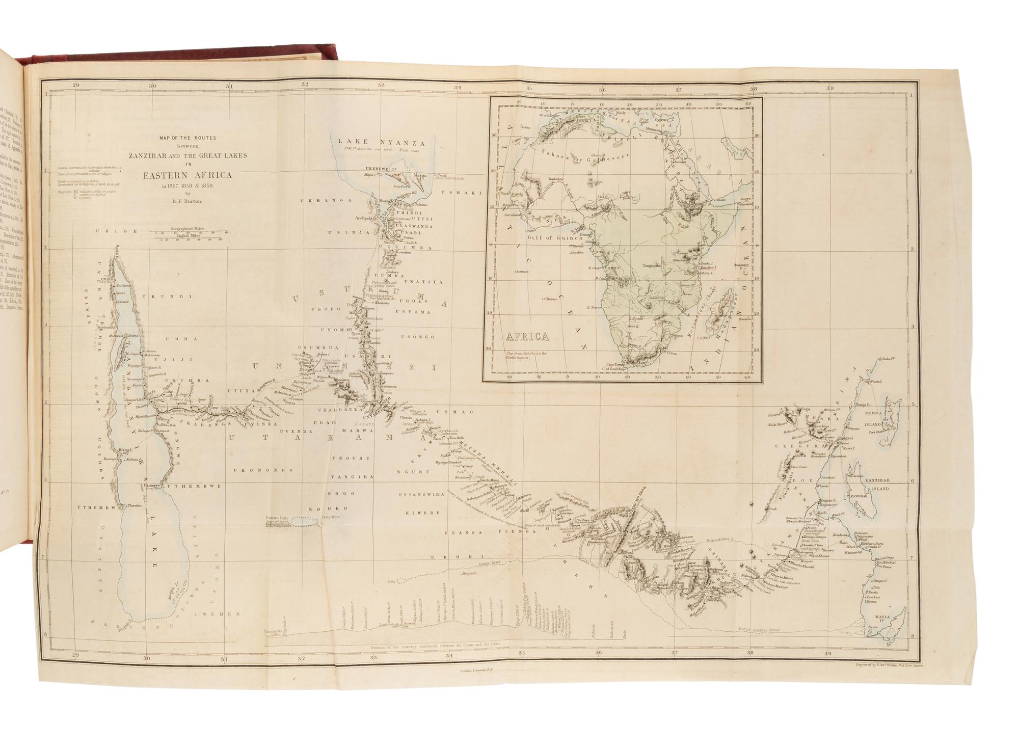 BURTON, Richard Francis, Sir (1821-1890). The Lake Regions of Central Africa a Picture of Exploration . London: Longman, Green, Longman, and Roberts, 1860.