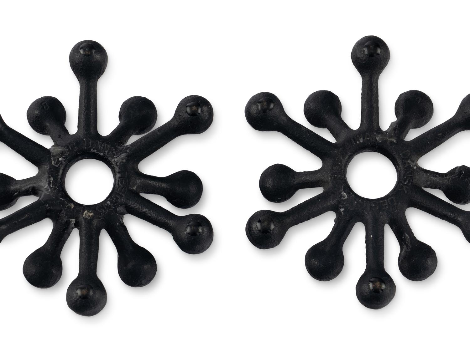 A Pair of Danish Modernist Cast Iron Candle Holders