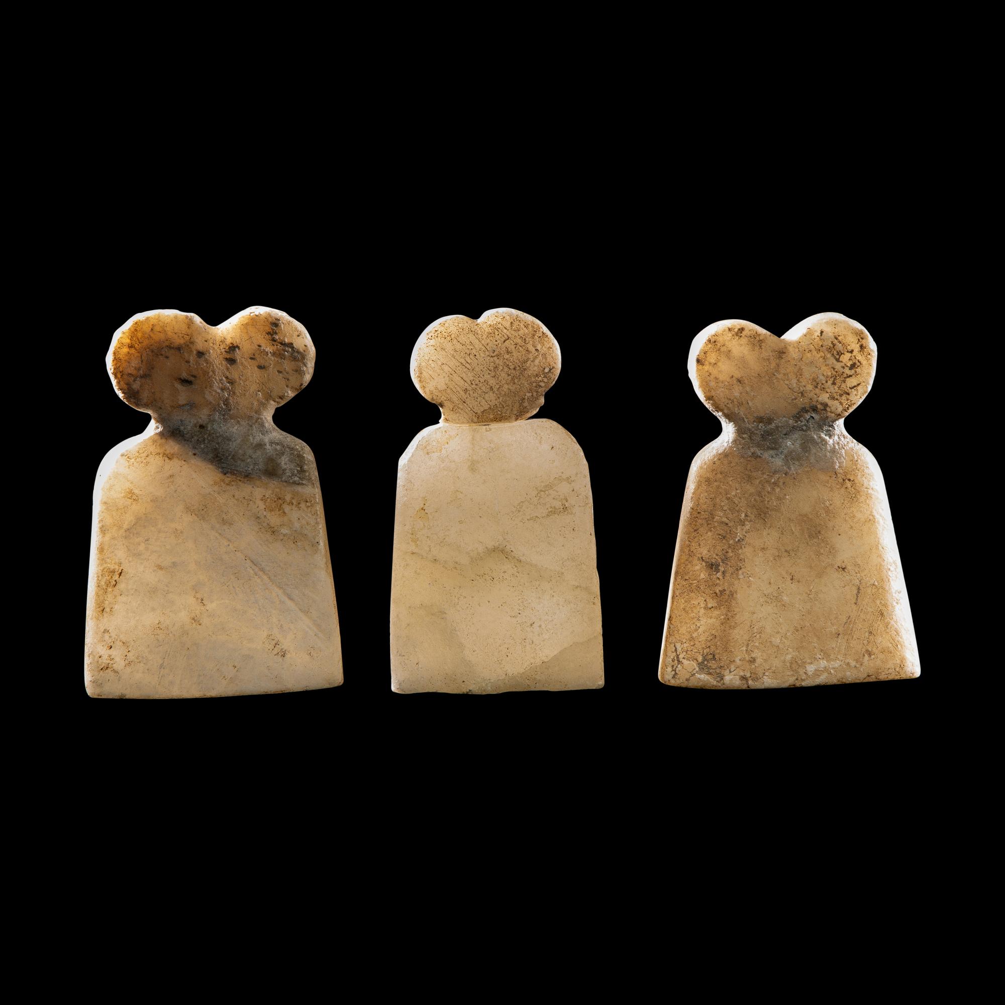Three Tell Brak Alabaster Eye Idols