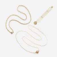 A collection of two cultured pearl necklaces and one bracelet