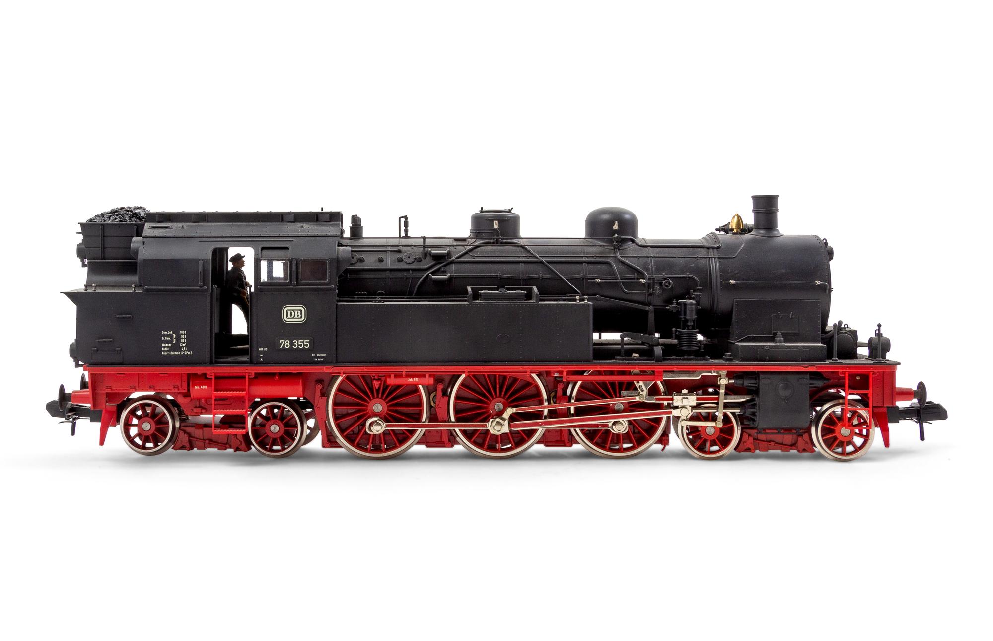 A Marklin: LGB Polychrome G-Gauge DB 4-6-4 Locomotive, Box Car and Open-Hopper Car
