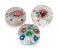 Three Union Glass Co. Commemorative Glass Paperweights