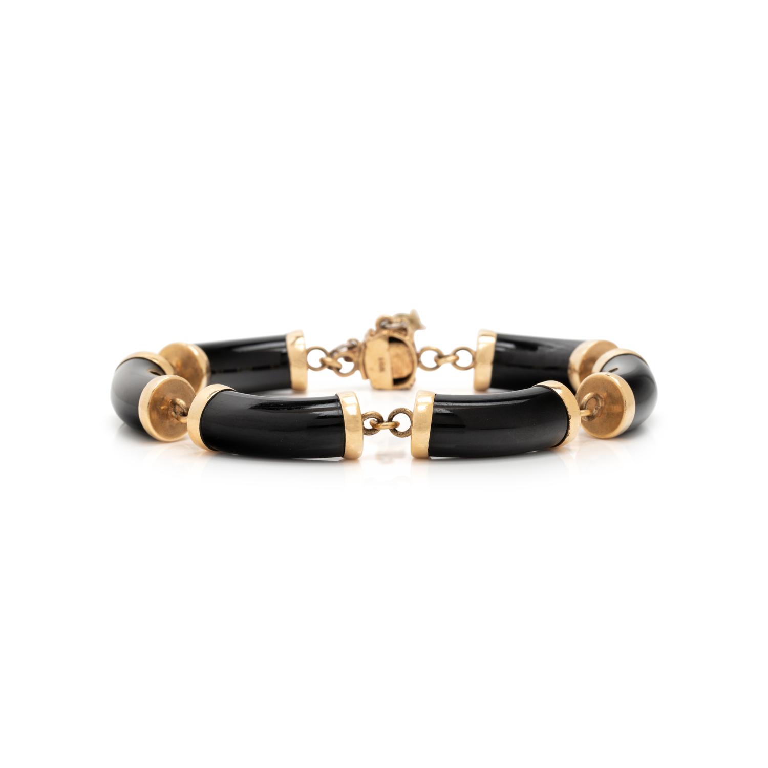 ROSE GOLD AND BLACK NEPHRITE BRACELET