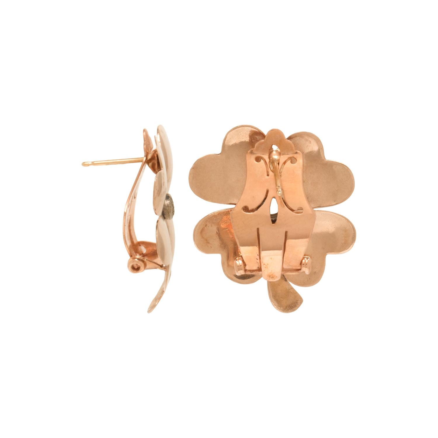 ROSE GOLD AND DIAMOND CLOVER EARRINGS