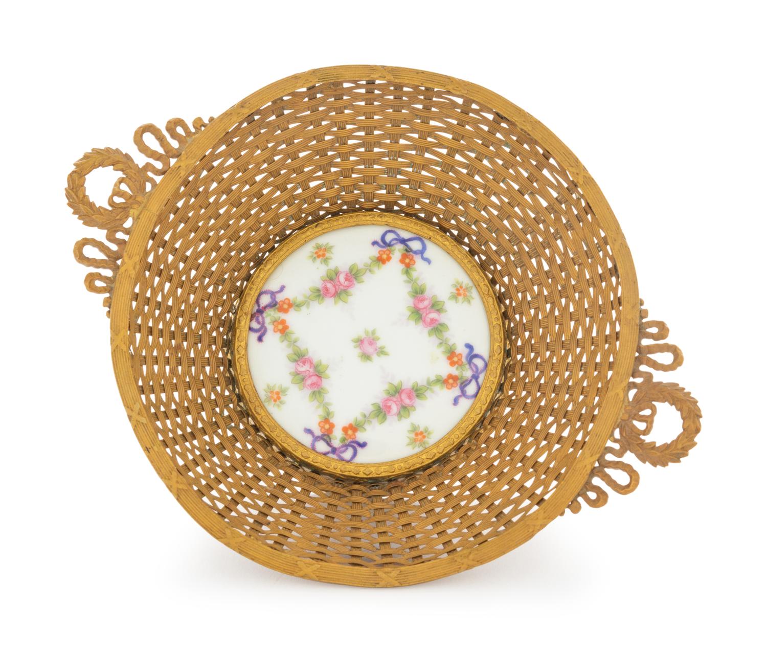 A Sevres Porcelain Mounted Gilt Metal Bowl