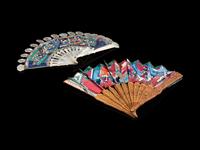 Two Chinese Export Fans and A Mother-of-Pearl Table Screen