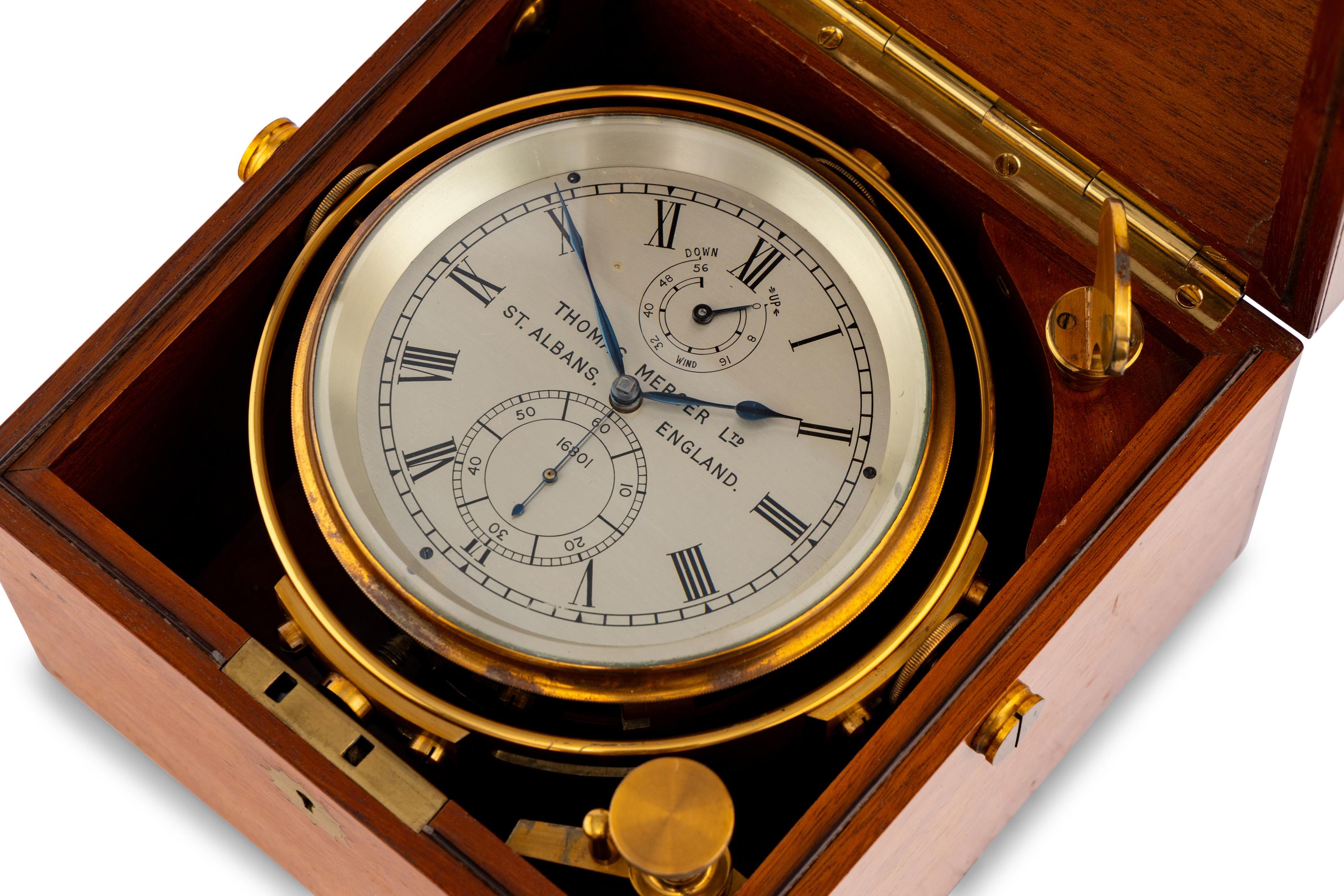An English Two-Day Brass and Mahogany Cased Ship's Chronometer