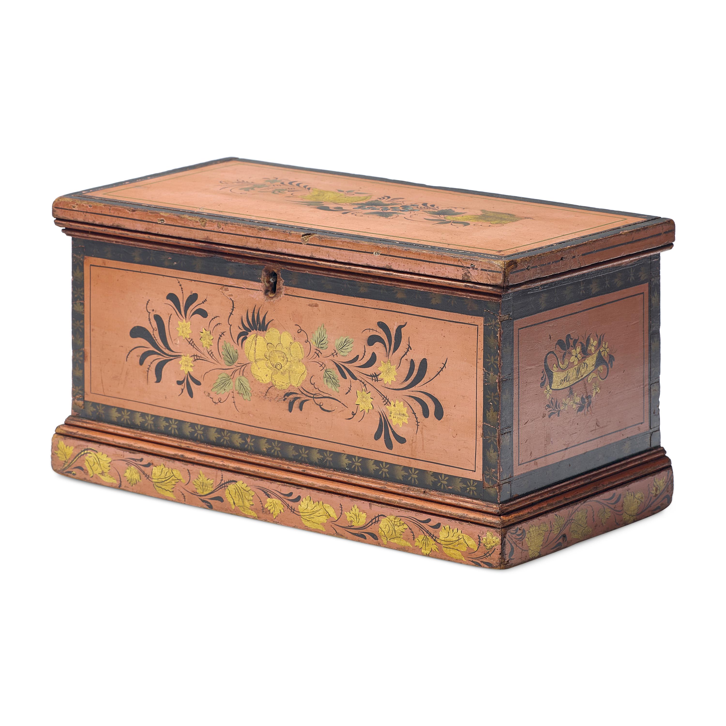 A Federal Parcel-Gilt, Paint and Stencil-Decorated Poplar Documents Box