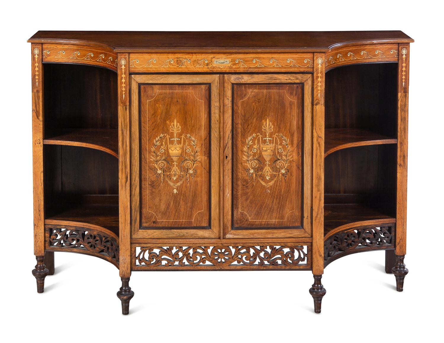 An Edwardian Marquetry Console Cabinet