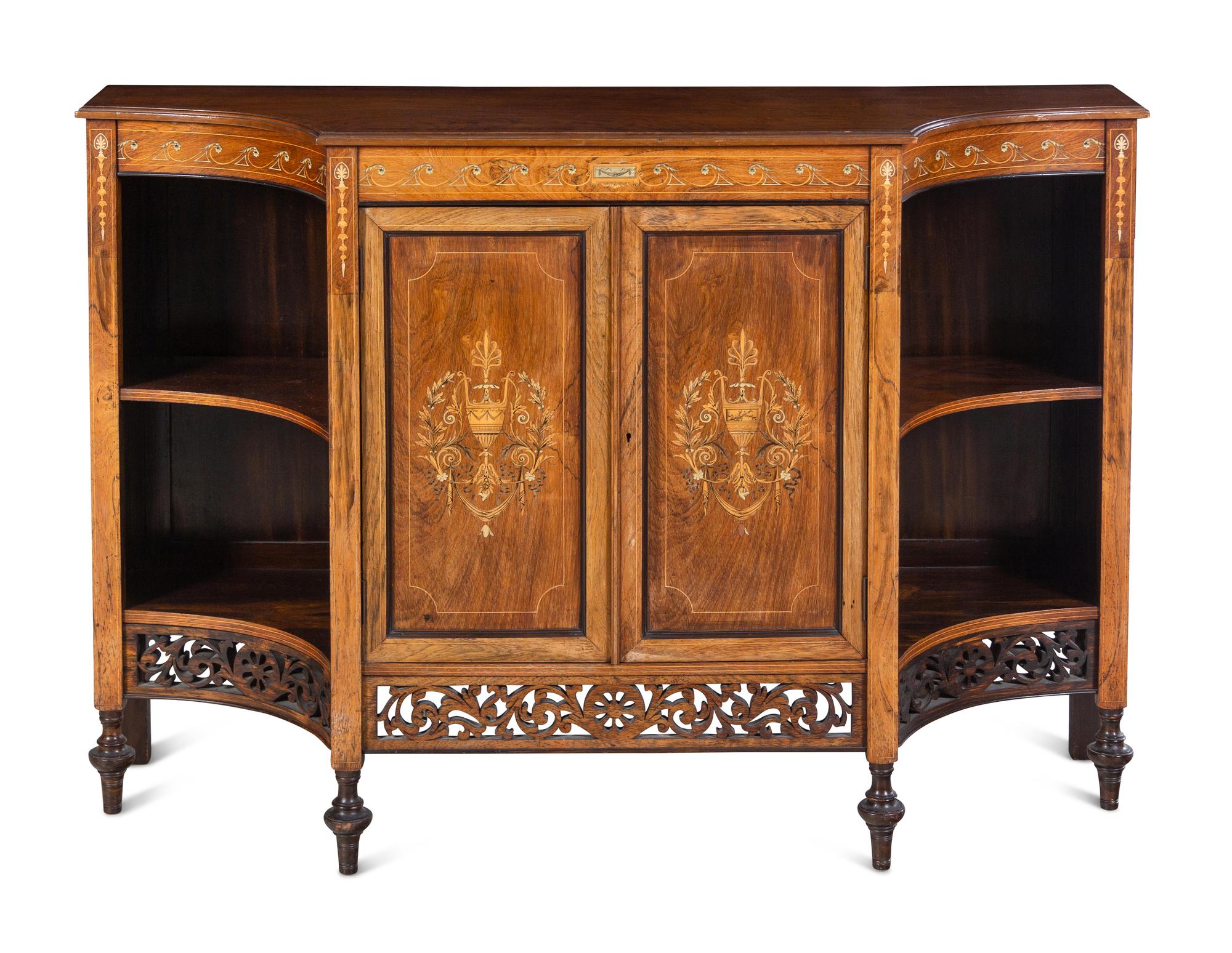 An Edwardian Marquetry Console Cabinet