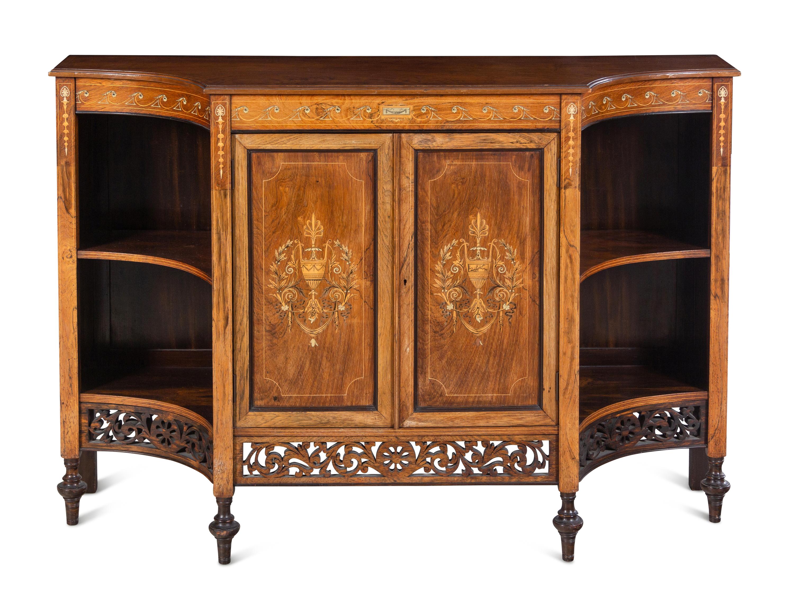 An Edwardian Marquetry Console Cabinet