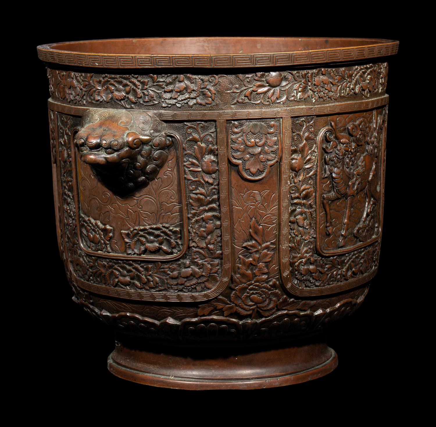 Two Japanese Bronze Planters