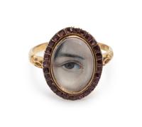 GEORGIAN, GARNET LOVER'S EYE RING
