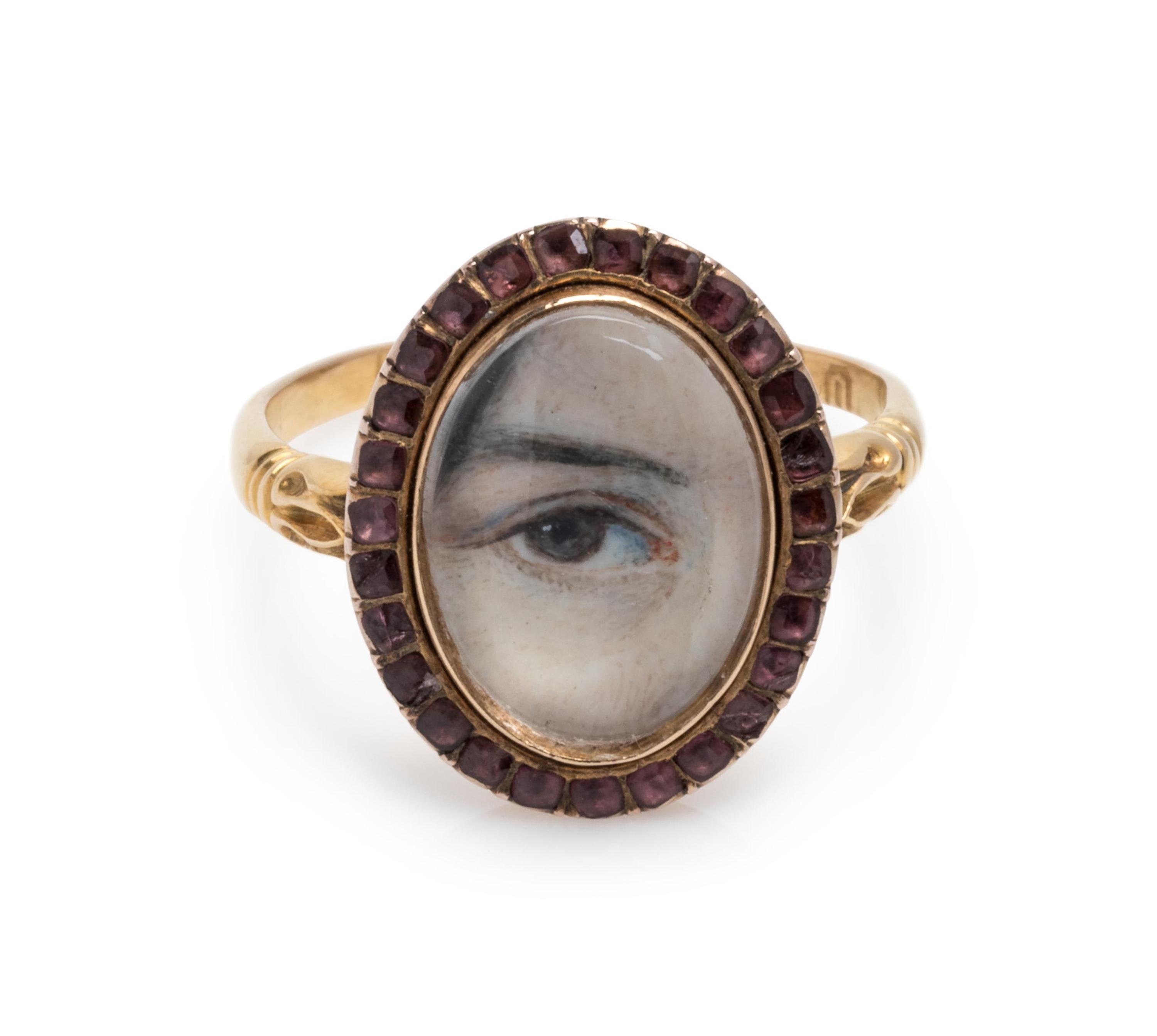 GEORGIAN, GARNET LOVER'S EYE RING