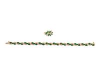 A Collection of 14 Karat Yellow Gold, Diamond and Emerald Jewelry,