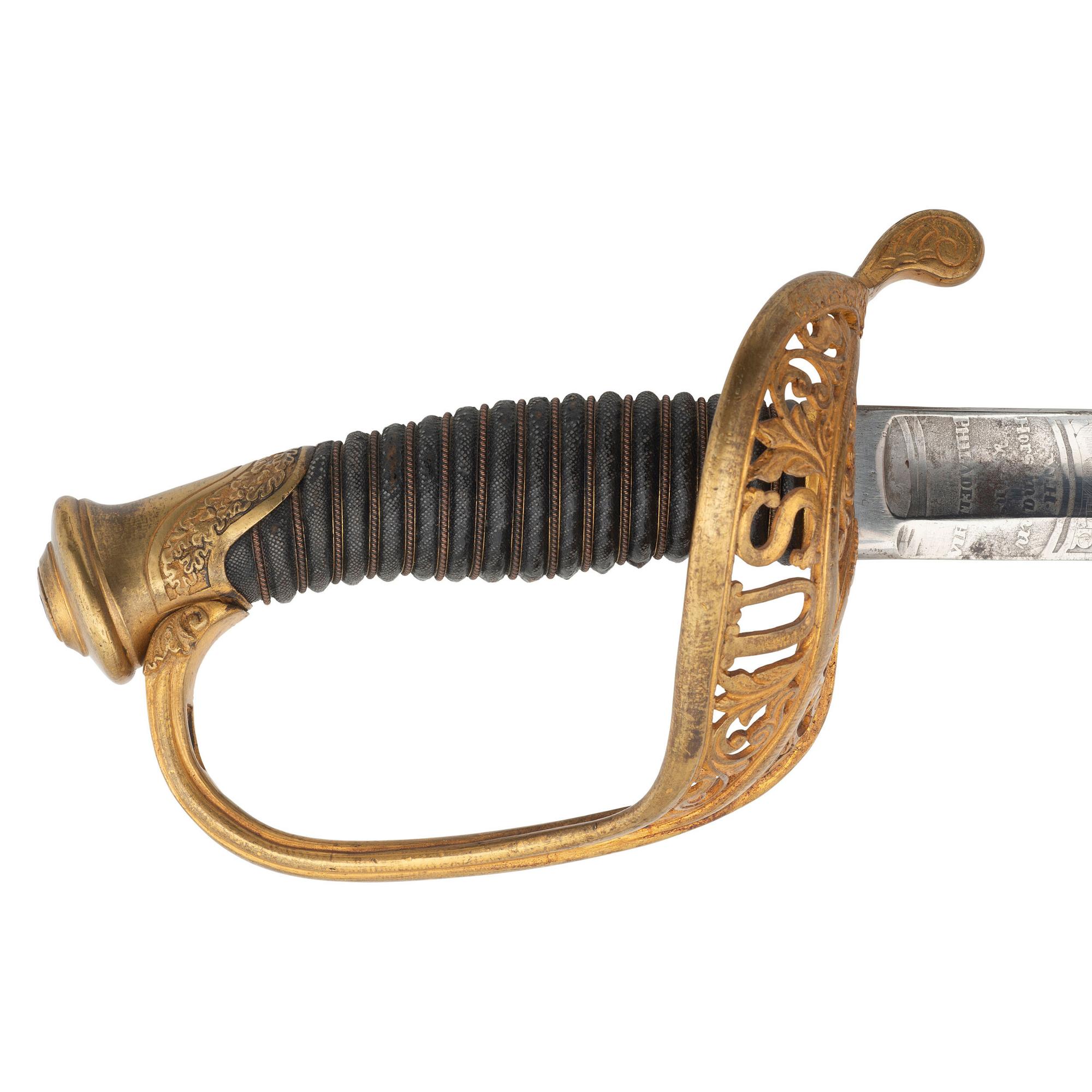 Published Horstman Model 1850 Staff & Field Officers Topographical Engineers Sword Inscribed to Lt. O.G. Wagner - Died of Wounds at Yorktown
