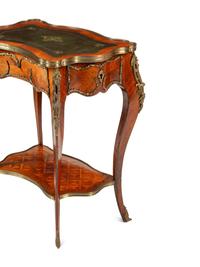 A Louis XV Style Gilt Bronze Mounted Parquetry Writing Table