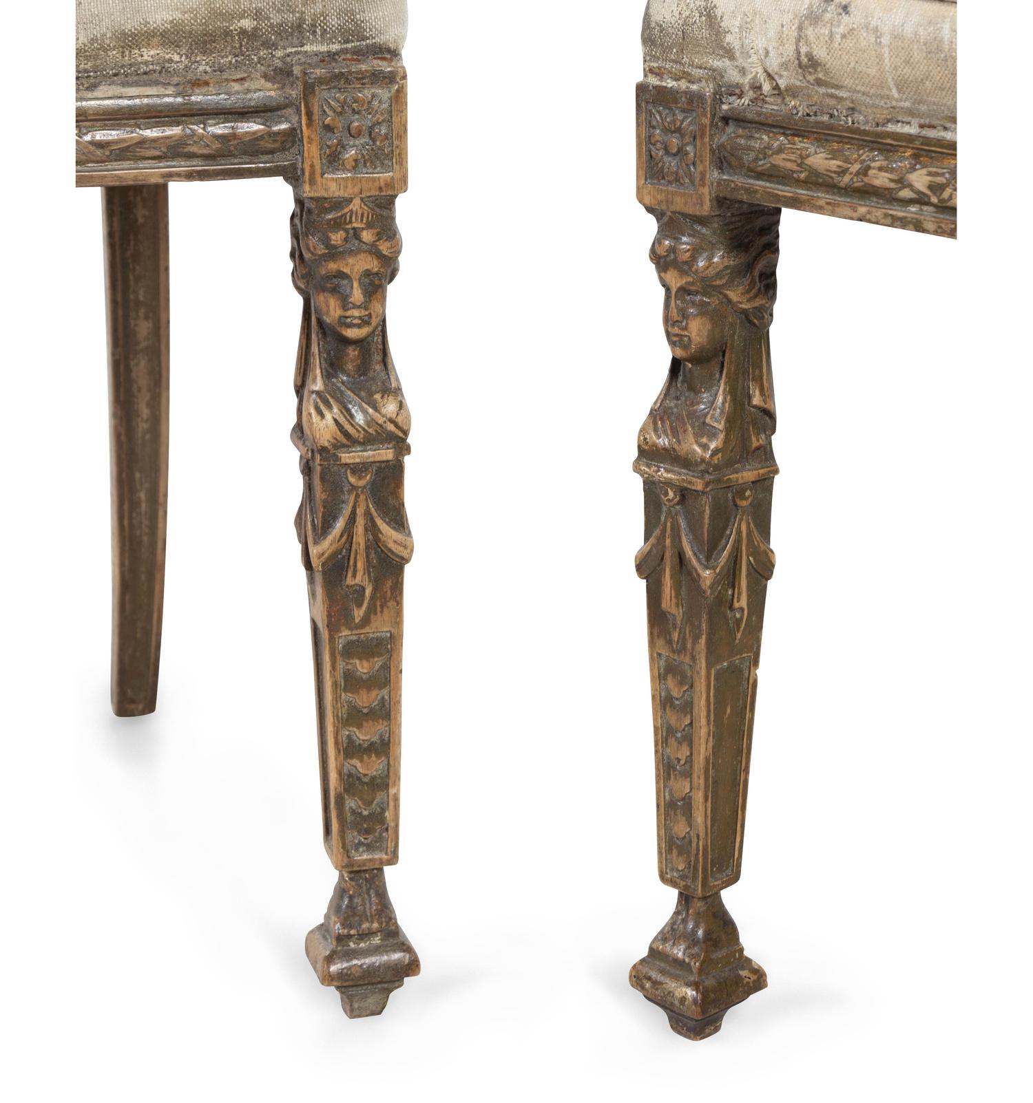 A Pair of Neoclassical Painted Side Chairs