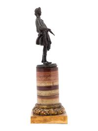 A Grand Tour Bronze Figure on a Marble Base