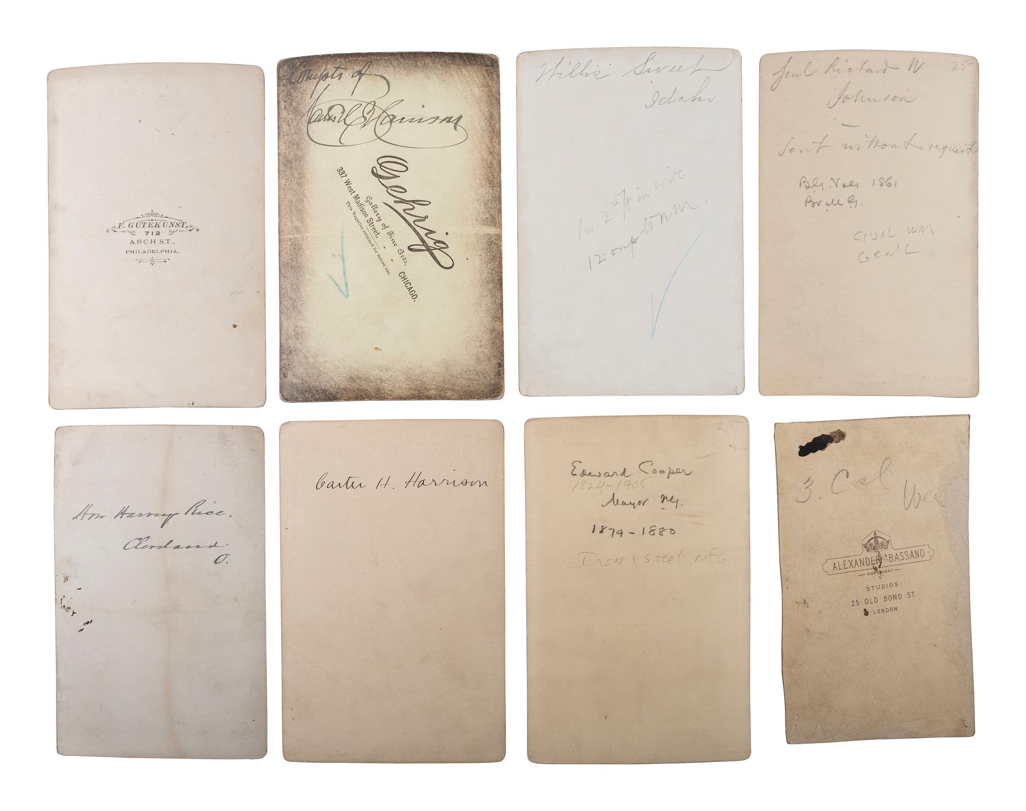 A collection of 31 cabinet cards featuring 19th century military and political subjects, including: