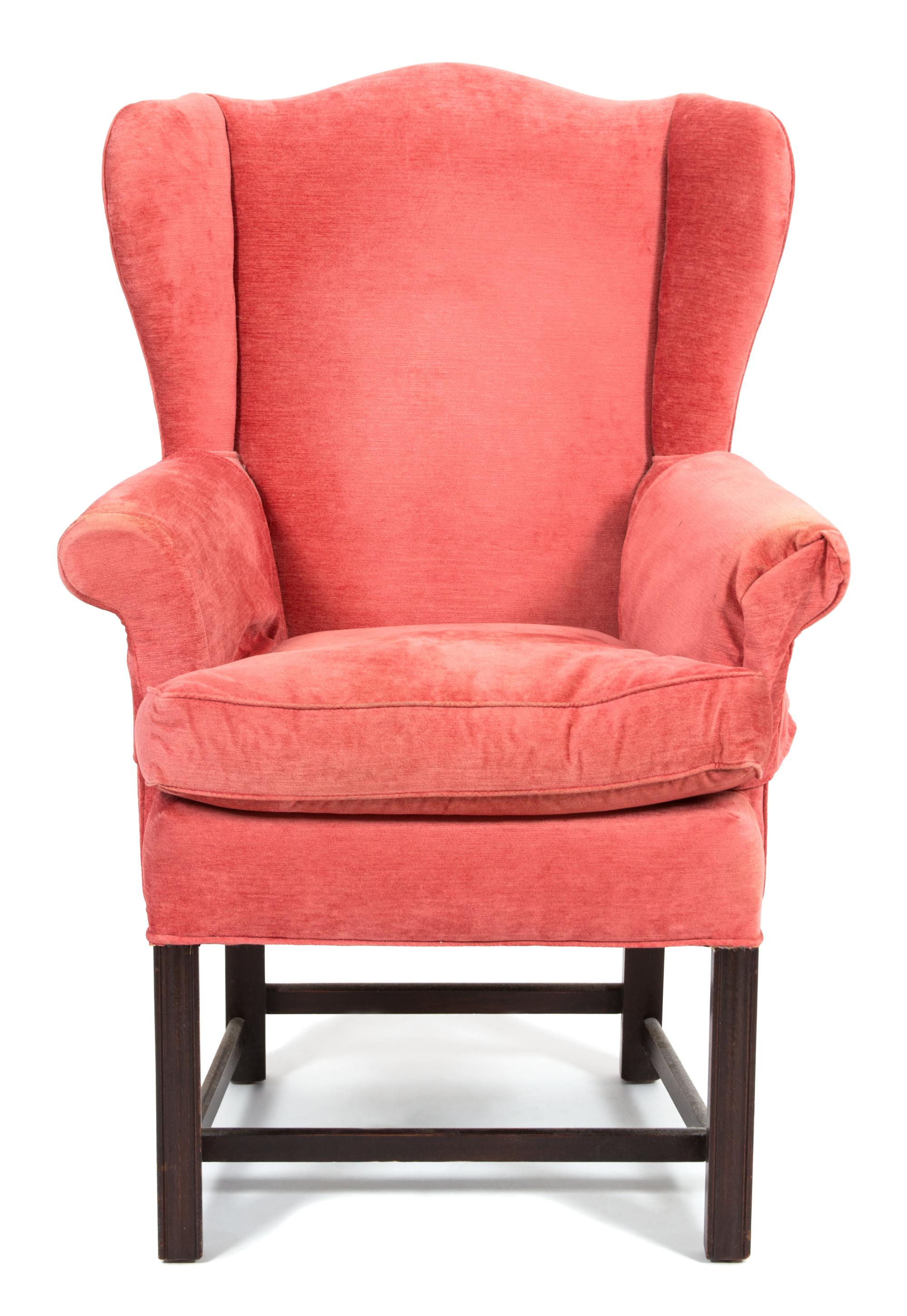 A George II Style Mahogany Wing Chair Height 41 x width 29 x depth 23 inches. — 19TH CENTURY