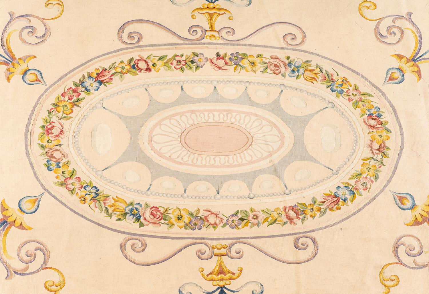 An Aubusson Style Oval Rug