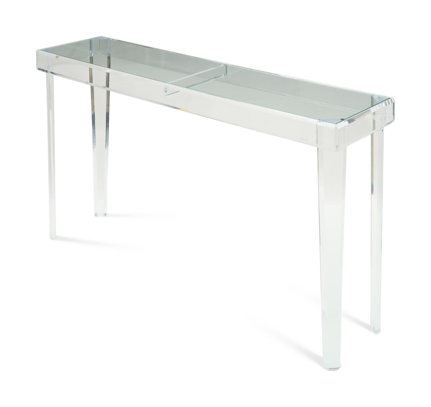 An Acrylic and Glass Top Console Table