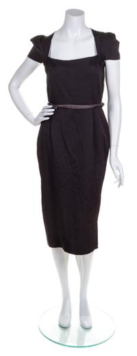 A Roland Mouret Espresso Wool Crepe Dress, Size 10.