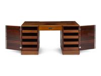 An Art Deco Style Figured Walnut Pedestal Desk