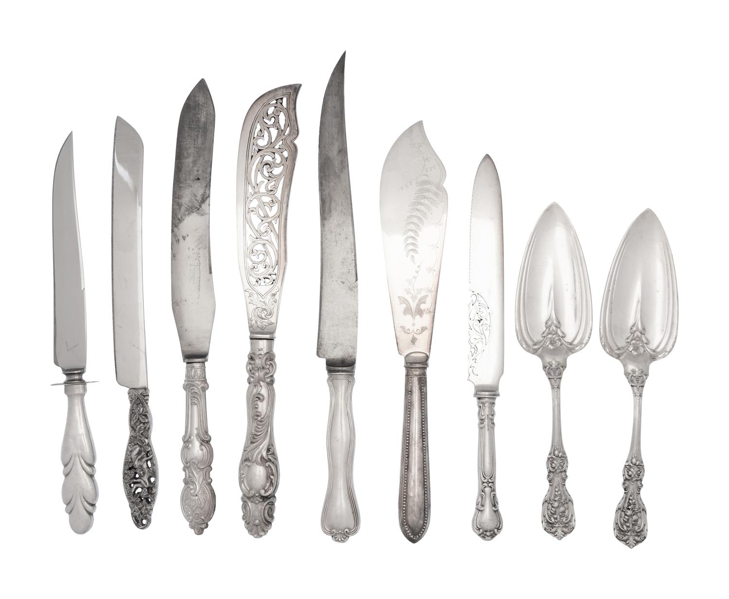 A Group of English and American Silver and Silver-Plate Flatware Articles