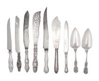 A Group of English and American Silver and Silver-Plate Flatware Articles
