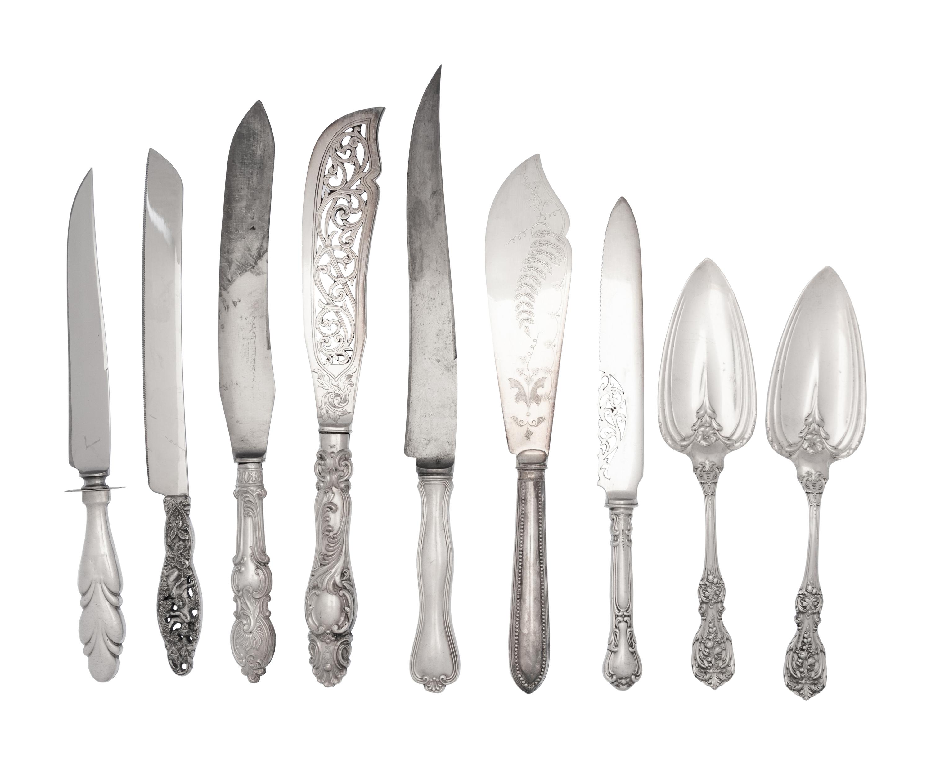 A Group of English and American Silver and Silver-Plate Flatware Articles