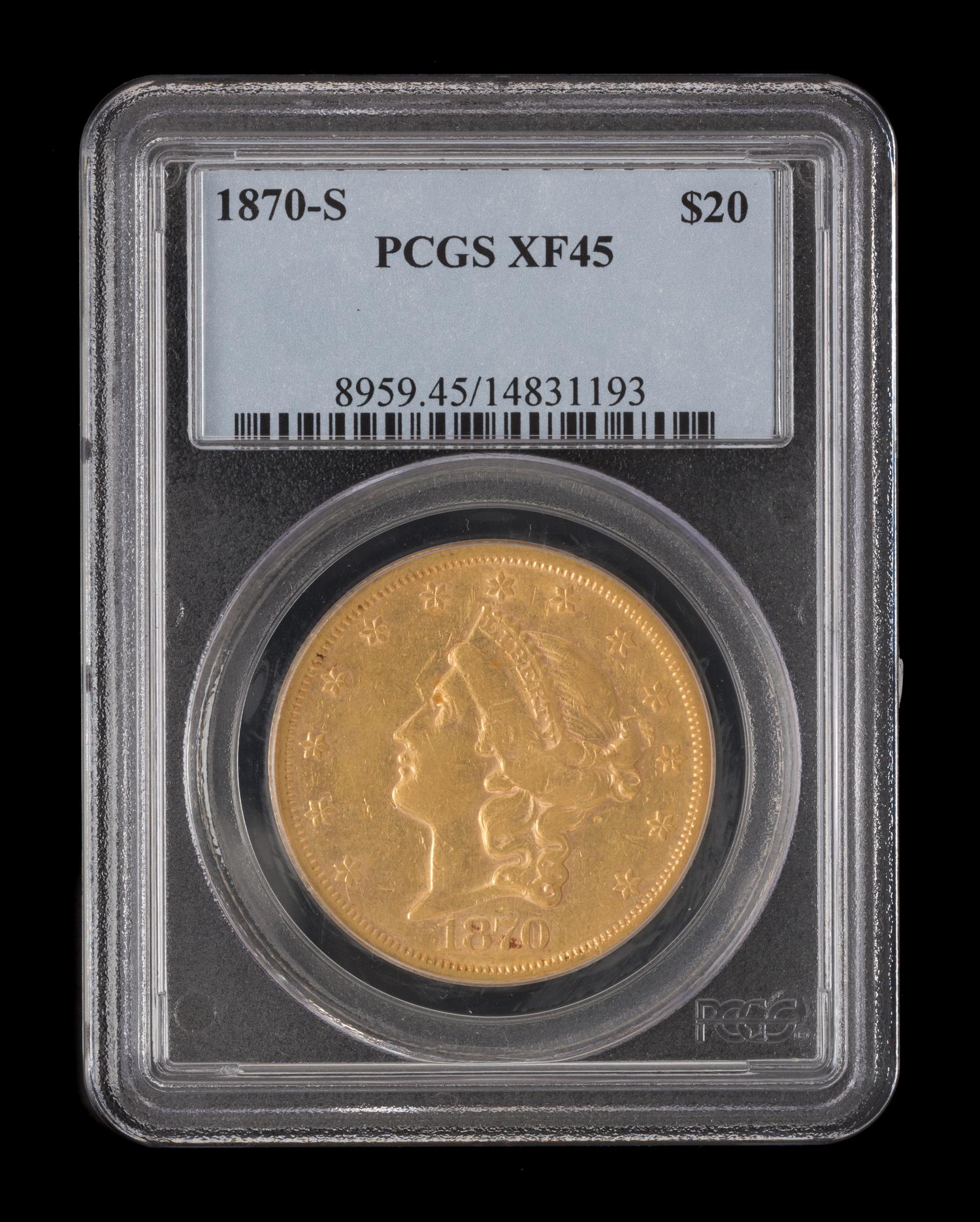 A United States 1870-S Liberty Head $20 Gold Coin