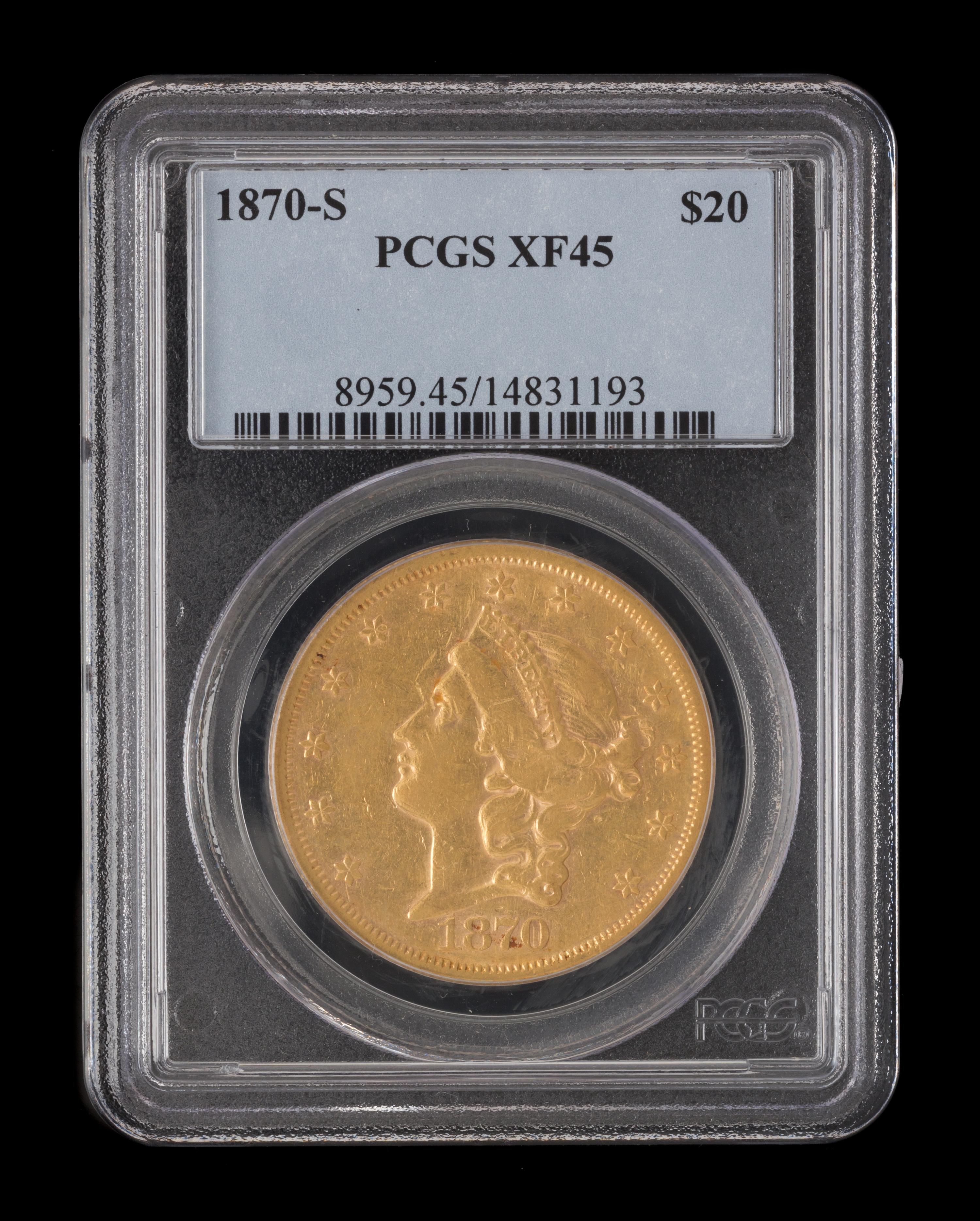 A United States 1870-S Liberty Head $20 Gold Coin