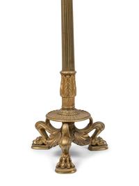 A Pair of Neoclassical Gilt Bronze Six-Light Candelabra Mounted as Lamps