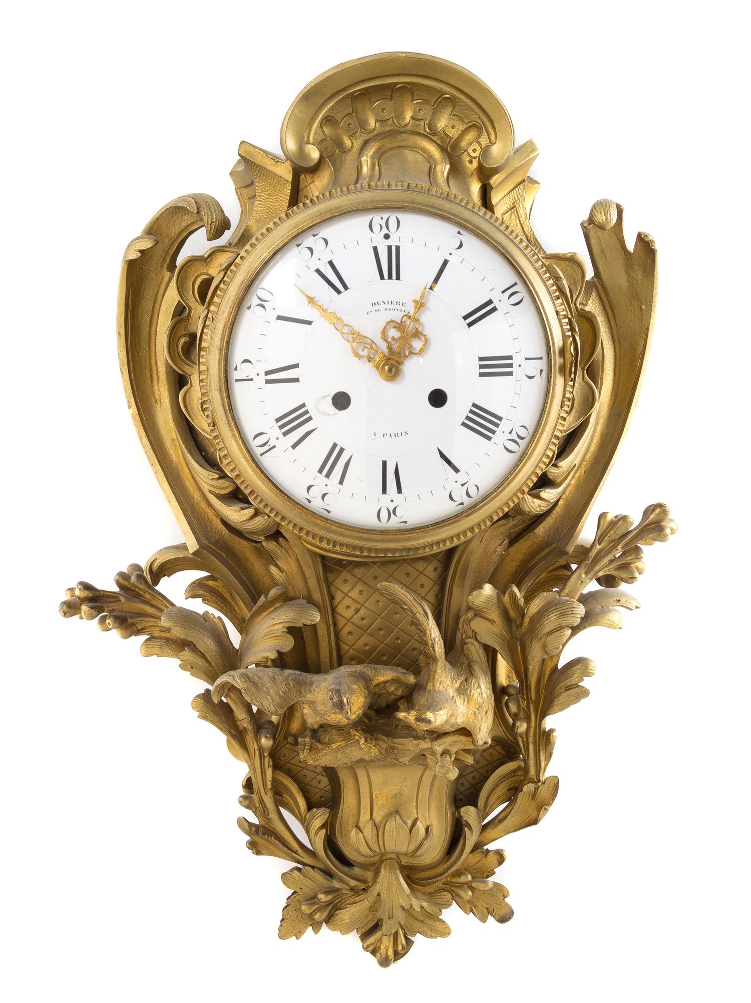 A Louis XV Style Gilt Bronze Cartel Clock Height 20 inches. — 19TH CENTURY